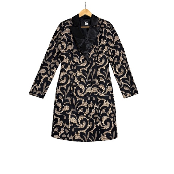 VENUS Jackets & Blazers - Venus Women Brocade Blazer Jacket 4 Black Tan Swirl Tuxedo Collar Jacquard